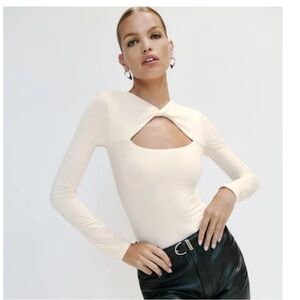 Reformation Rylen Knit Bodysuit Cream - Size M